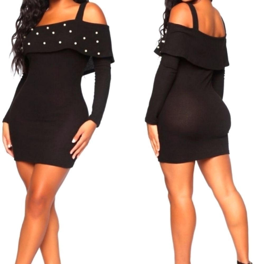 Ladies Black and pearl Fashion Nova dress sz M